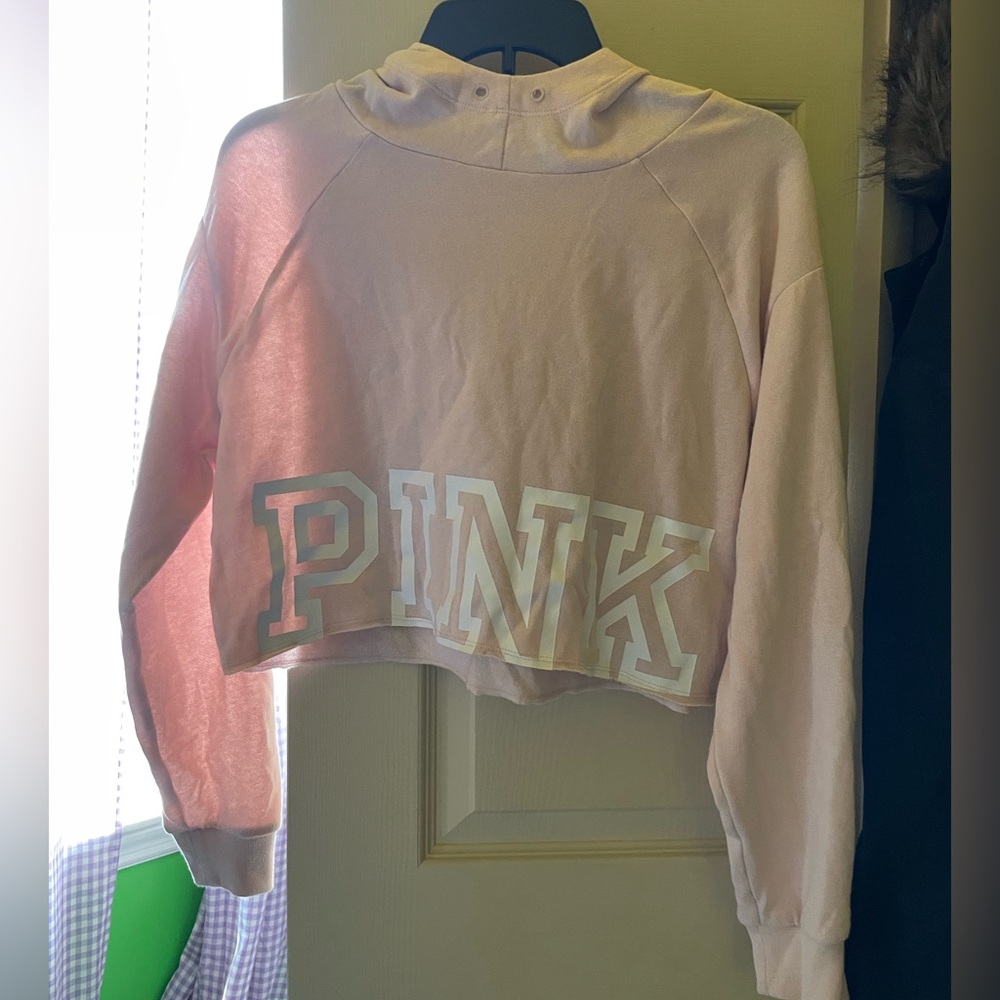 PINK Light Pink Cropped Hoodie - Picture 1 of 3